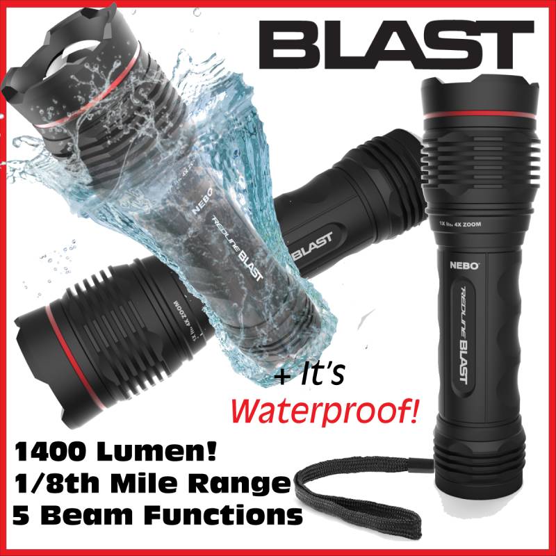 NEW NEBO Redline Blast 1400 Lumens Waterproof LED Tactical Flashlight 6542 