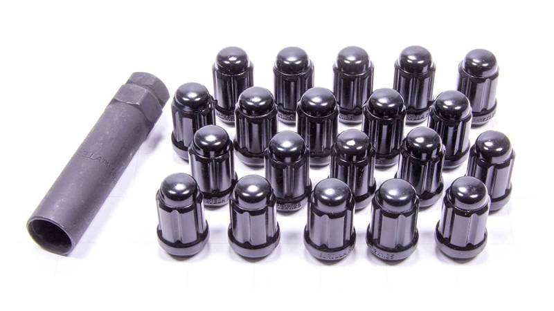 5 Tire Spline Style Black Jeep JK Lug Nut Kit, 1/2