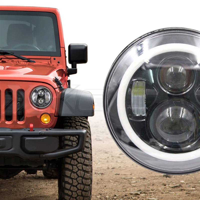 Jeep Wrangler 2007-2017 LED Projector Headlights w/ Angel Eyes