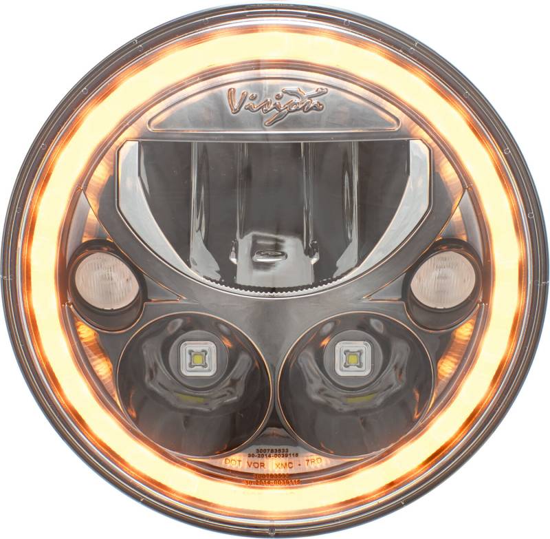 VISION X OF 7" ROUND AMBER VX BLACK FACE LED HEADLIGHT W/ LOW-HIGH-HALO