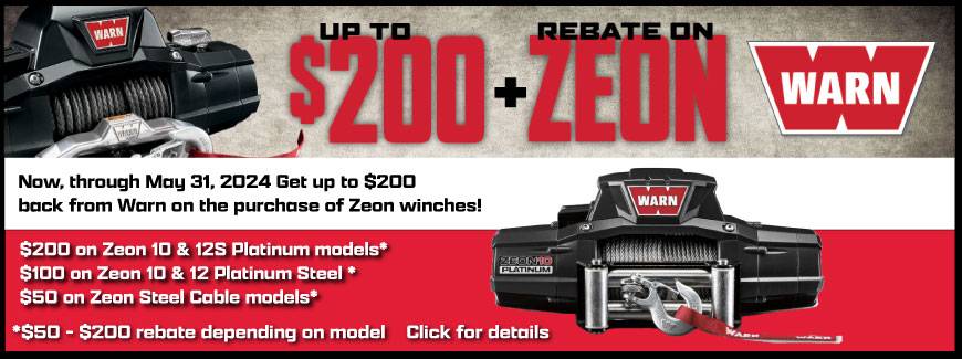Warn Spring 2024 Get up to $200 on Zeon Winches