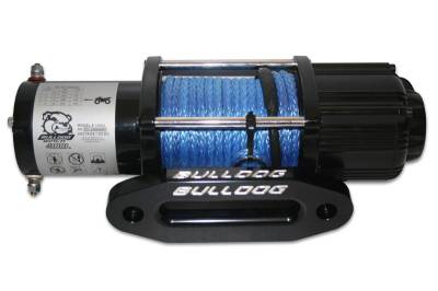 Bulldog Winch - 4000lb UTV Winch, Long Drum, 50ft Synthetic Rope, Aluminum Hawse Fairlead, Mount Channel, 2 switches