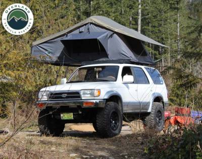 Overland Vehicle Systems - Nomadic 2 Extended Roof Top Tent - Dark Gray Base With Green Rain Fly & Black Cover