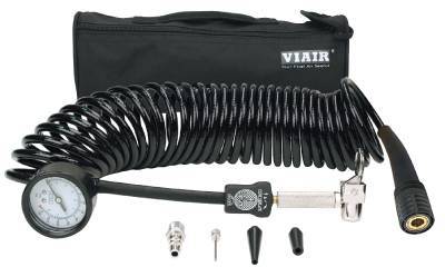 Viair Compressors - 25-Ft Braided Coil Air Hose - W/60 PSI Inline Gauge