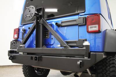 Rock Hard 4X4 - Rock Hard 4X4 Patriot Series Rear Bumper with Tire Carrier - Jeep Wrangler JK 2D/4D