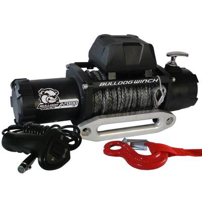 Bulldog Winch - 12000lb Winch w/6.0hp Series Wound, 100ft Synthetic Rope, Aluminum Fairlead
