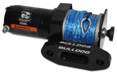 Bulldog Winch - 2000lb ATV Winch w/Syn Rope, Mini-Rocker Switch, Mount Channel, Aluminum Hawse Fairlead