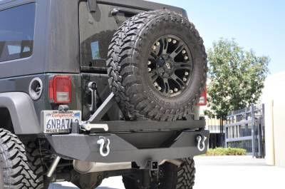 DV8 Offroad - Black Rear Bumper with Tire Carrier 01 Tapered Bearing 07-17 Jeep
