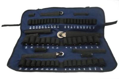 Desert Rat Products - Socket Roll - 7 Sleeve + 50 Socket Mil-Spec Tool Roll-Up - Blue