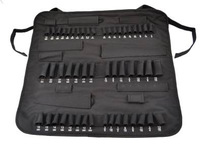 Desert Rat Products - Socket Roll - 7 Sleeve + 50 Socket Mil-Spec Tool Roll-Up - Black