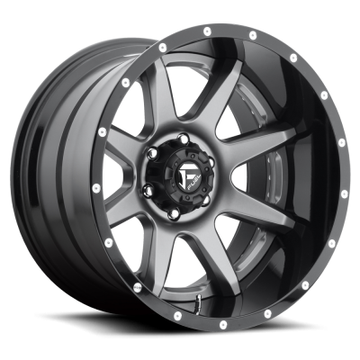 Fuel Wheel - 22 x 12  FUEL 2PC RAMPAGE MATTE GUN METAL BLACK LIP - 8X180 - 4.77 BS