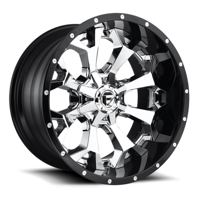 Fuel Wheel - 22 x 12  FUEL 2PC ASSAULT CHROME PLATED GLOSS BLACK LIP - 6X135/5.5 - 4.77 BS