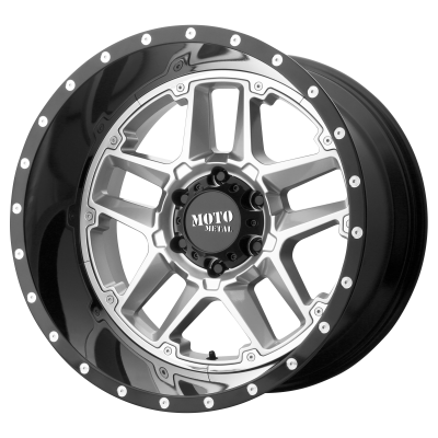 MOTO METAL - 22 x 10 MM SENTRY GLOSS SILVER CENTER W/ GLOSS BLACK LIP - 8X6.5