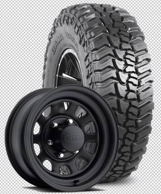 Mickey Thompson - 37X12.50R17LT  M/T BAJA BOSS Tires on Steel Rock Crawler Wheels
