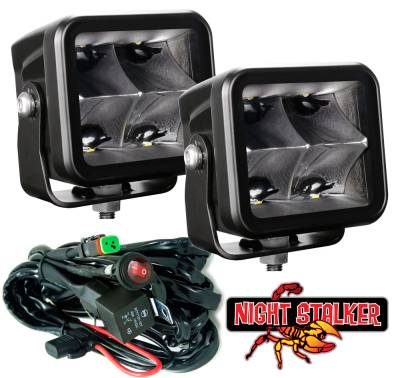 Night Stalker Lighting - BLACKOUT 3D 40 Watt High Energy KIT - 3" Compact Driving Lights - Long Range Lens