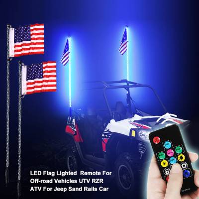 Night Stalker Lighting - LED 3' Whip Antenna Pair with Blutooth & RF Color Controller