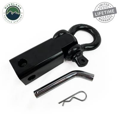 Overland Vehicle Systems - OVS Recovery Receiver Mount Shackle 3/4" 4.75 Ton With Dual Hole Black & Pin & Clip