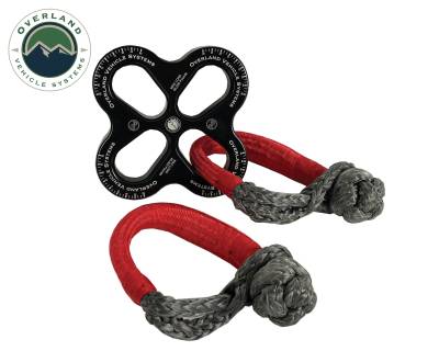 Overland Vehicle Systems - OVS Recovery R.D.L. 8" Recovery Distribution Link 45,000 lb. Black and (2) 5/8" Soft Shackles