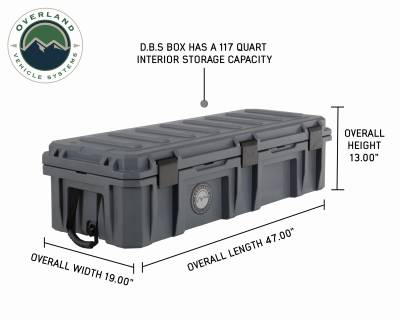 Overland Vehicle Systems - D.B.S.  - Dark Grey 117 QT Dry Box with Wheels, Drain, and Bottle Opener