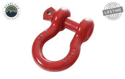 Overland Vehicle Systems - OVS Recovery  Shackle 3/4" 4.75 Ton - Red