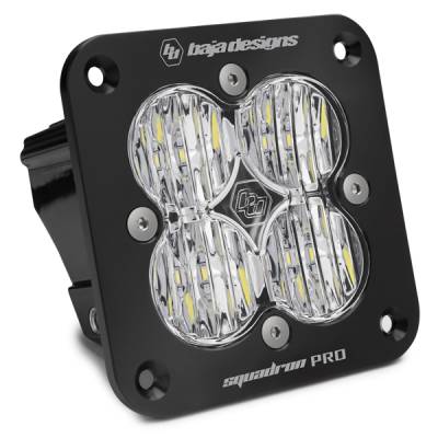 Baja Designs - Baja Designs Flush Mount LED Light Pod Black Clear Lens Wide Cornering Pattern Squadron Pro