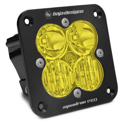 Baja Designs - Baja Designs Flush Mount LED Light Pod Black Amber Lens Driving/Combo Pattern Squadron Pro