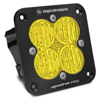 Baja Designs - Baja Designs Flush Mount LED Light Pod Black Amber Lens Wide Cornering Pattern Squadron Pro