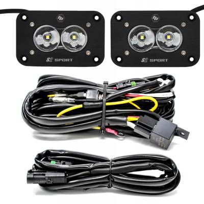 Baja Designs - Baja Designs LED Work Light Clear Lens Work/Scene Pattern Flush Mount Kit S2 Sport