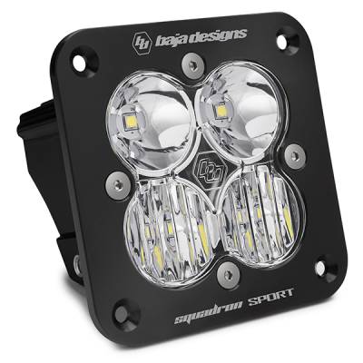 Baja Designs - Baja Designs Flush Mount LED Light Pod Black Clear Lens Driving/Combo Pattern Squadron Sport