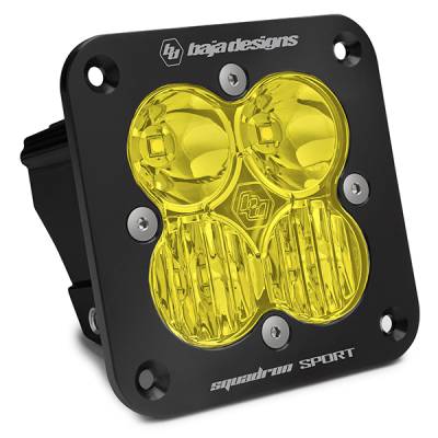 Baja Designs - Baja Designs Flush Mount LED Light Pod Black Amber Lens Driving/Combo Pattern Squadron Sport