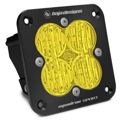 Baja Designs - Baja Designs Flush Mount LED Light Pod Black Amber Lens Wide Cornering Pattern Squadron Sport