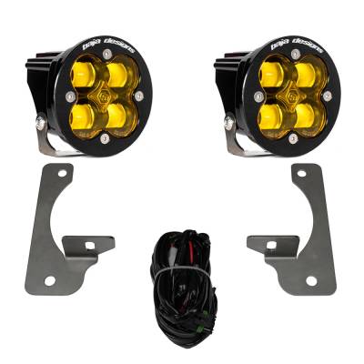 Baja Designs - Baja Designs Squadron R SAE Fog Pocket Light Kit Jeep 2007-18 Wrangler JK w/ Premium OE Bumper (SAE Fog; Amber)