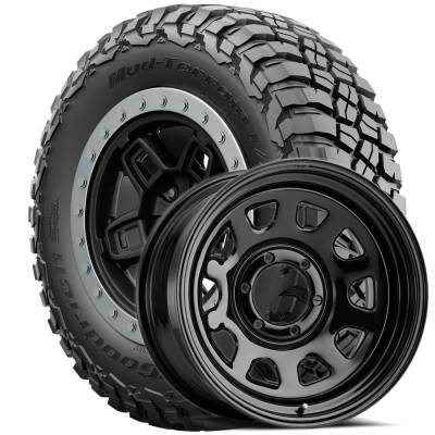 BF Goodrich - 35x12.50R17 BFG Mud Terrain KM3 on 17x9 Black Steel Daytona