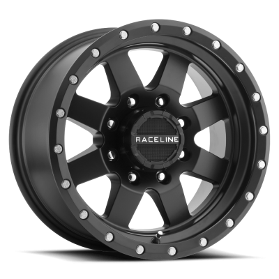 Raceline Wheels - 14X6 Raceline 935B-Defender Black  - 5X4.5  3.5"BS
