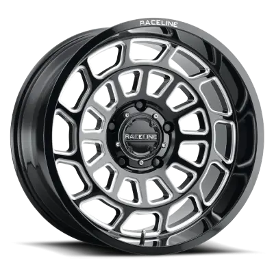 Raceline Wheels - 22X10 Raceline 955M-Warp Gloss Black Machined Face  - 8X180  4.8"BS
