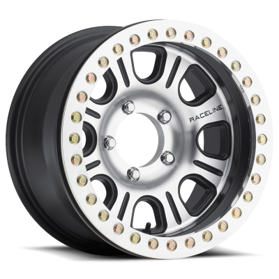 Raceline Wheels - 17X8.5 Raceline Beadlock RT232-Monster  Satin Black Machined Face-5X4.5  3.75"BS