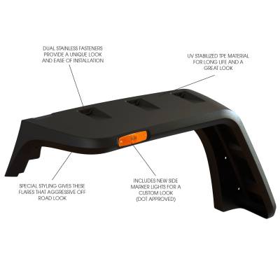 Rugged Ridge - Rugged Ridge 11640.10 Flat Pocket Fender Flare Set