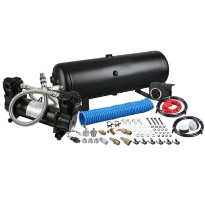Bulldog Winch - Bulldog On Board Air Compressor Kit Twin Head 4.2 CFM With 2.5 Gal Tank In-Cab Gauge and Switch