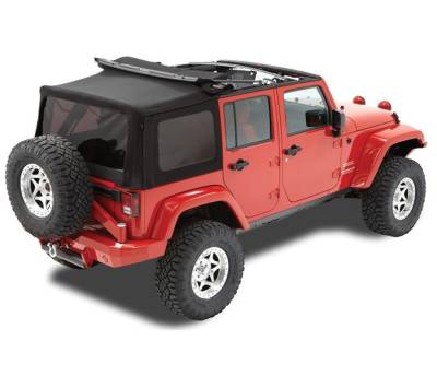 Bestop - Bestop Replace-A-Top For OEM - Jeep '07-09 Wrangler JK 4-Door (Premium Black Twill; Tinted Windows; No Door Skins Included)