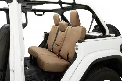 Bestop - Bestop Seat Covers - Jeep '18-2023 Wrangler JL 4-Door; Exc. 4XE; Rear w/ Fold Down Arm Rest (Tan)