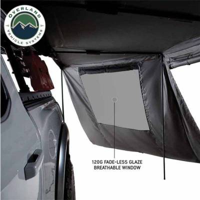Overland Vehicle Systems - Nomadic Awning 180 - Side Wall with Window -  Dark Gray With Storage Bag