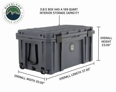 Overland Vehicle Systems - D.B.S.  - Dark Grey 169 QT Dry Box with Wheels, Drain, and Bottle Opener