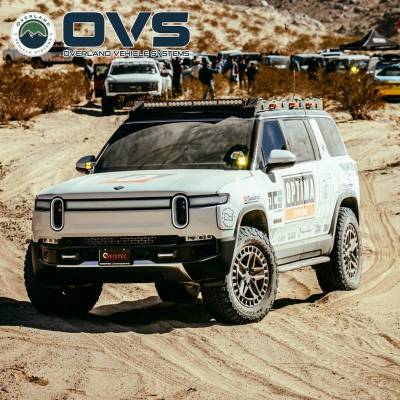 Overland Vehicle Systems - Ruff Rax 2022-2026 Rivian R1S Roof Rack - To be used with Rigid Industries Adapt 40" Light Bar