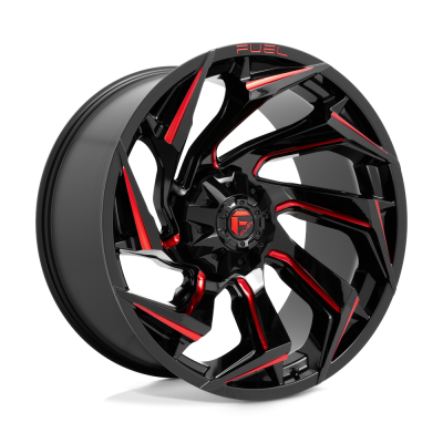 Fuel Wheel - Fuel Wheel, 24X12, D755 REACTION, GLOSS BLACK MILLED W/ RED TINT