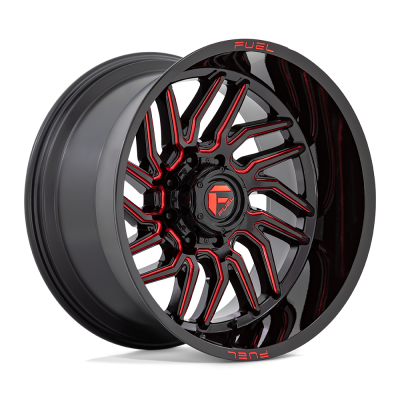 Fuel Wheel - Fuel Wheel, 24X12, D808 HURRICANE, GLOSS BLACK MILLED RED TINT