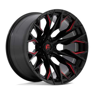 Fuel Wheel - Fuel Wheel, 22X12, D823 FLAME, GLOSS BLACK MILL W/ CANDY RED