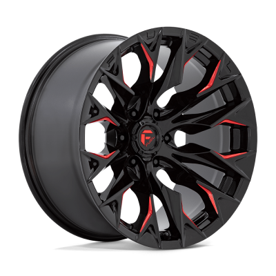 Fuel Wheel - Fuel Wheel, 24X12, D823 FLAME, GLOSS BLACK MILL W/ CANDY RED