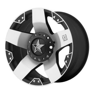 XD SERIES WHEELS - 22 x 9.5 XD  ROCKSTAR MACHINED FACE W/ BLK WINDOWS - BLANK - 6.75" BS