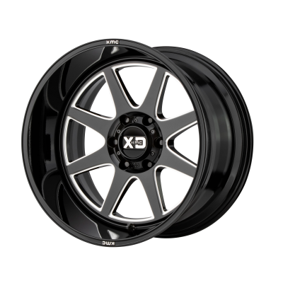 XD SERIES WHEELS - 20 x 12 XD  PIKE GLOSS BLACK MILLED - 8X6.5 - 4.77" BS
