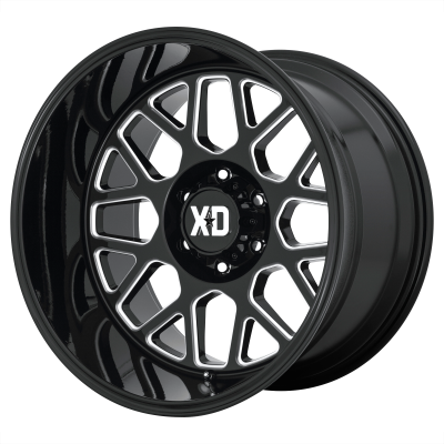 XD SERIES WHEELS - 22 x 10 XD  GRENADE 2 GLOSS BLACK MILLED - 5X5.0 - 4.79" BS